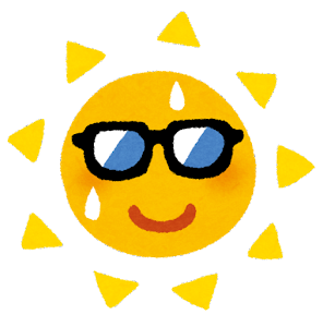サングラスをかけた太陽のキャラクター（黄）